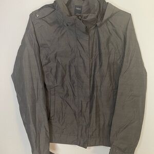 Nau Charcoal Windbreaker Jacket 100% recycled removable hood size small